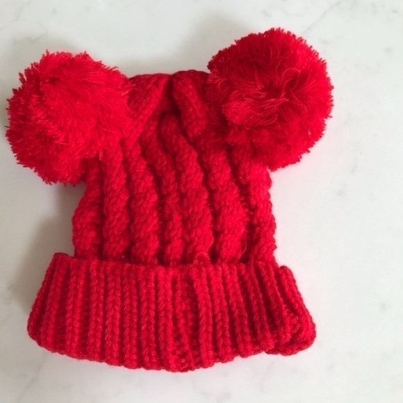 Red Pom Ball Winter Toddler Hat - Picture 4 of 4